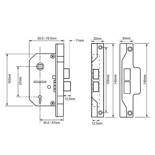 2242 Rebated 2 Lever Mortice Sashlock
