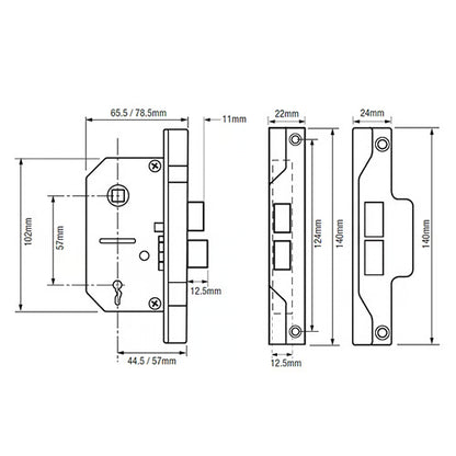 2242 Rebated 2 Lever Mortice Sashlock