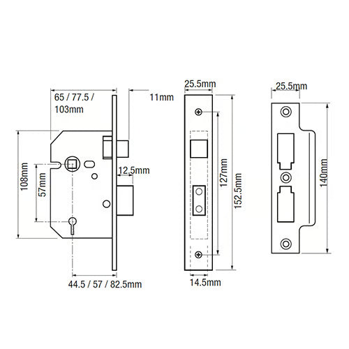2277 3 Lever Mortice Sashlock