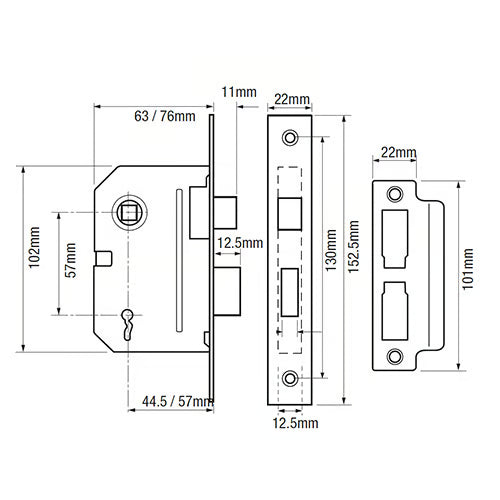 2295 2 Lever Mortice Sashlock