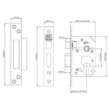 22EU Strongbolt Euro Mortice Sashlock
