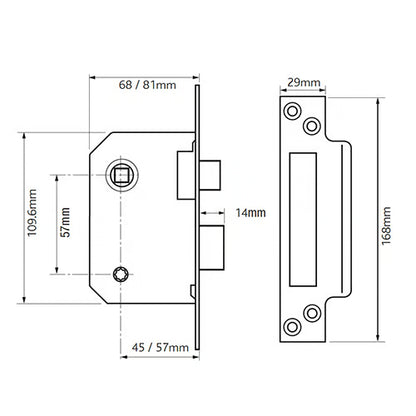 22WC Strongbolt Bathroom Mortice Sashlock