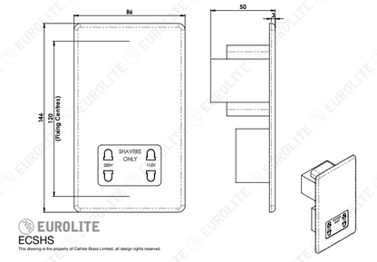Concealed 3mm Shaver Socket