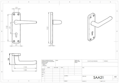 Aluminium Lever on Lock Backplate