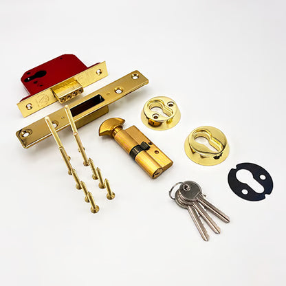 233 British Standard Euro Mortice Deadlock Kit Complete With Euro Key & Turn Cylinder