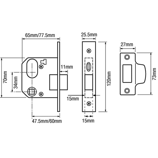 2332 Oval Mortice Nightlatch Kit Complete With Oval Key & Key Cylinder