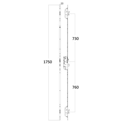 Latch & Deadbolt 2 Hooks 2 Anti Lift Bolts Split Spindle Multipoint Door Lock