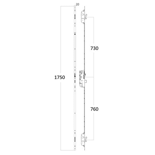 Latch & Deadbolt 2 Hooks 2 Anti Lift Bolts Split Spindle Multipoint Door Lock
