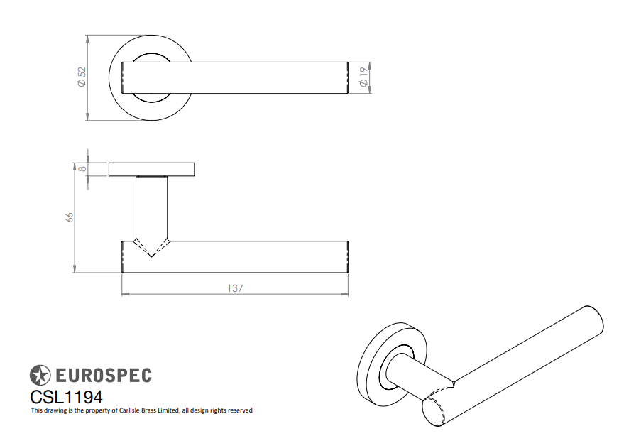 Philadelphia Lever on Sprung Push on Round Rose
