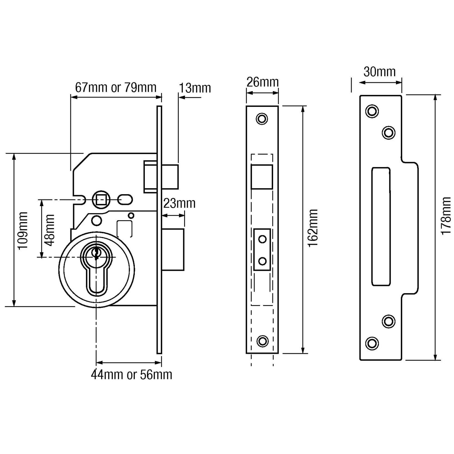 264 Euro Mortice Sashlock