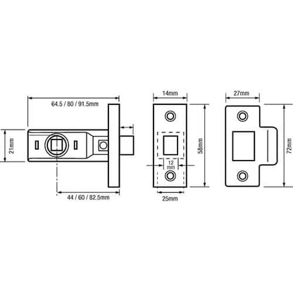 2650 Rebated Mortice Tubular Latch