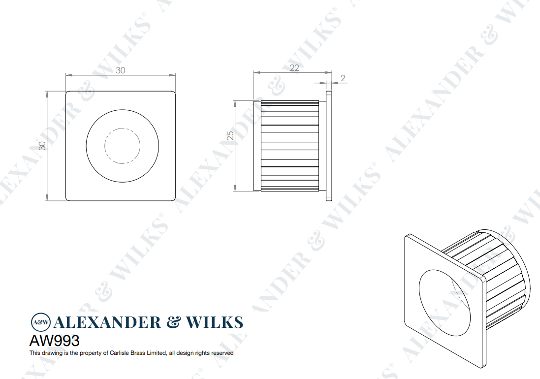 Sliding Door Finger Edge Pull (Square)