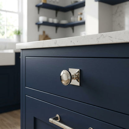 Quantock Cupboard Knob on Square Backplate