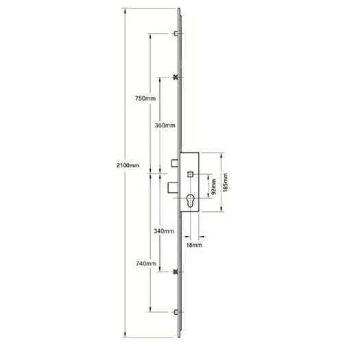 Cobra Latch Deadbolt 2 Rollers 2 Mushrooms Split Spindle Multipoint Door Lock