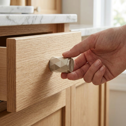 Diamond Cut Cylinder Cabinet Knob 30mm Dia.