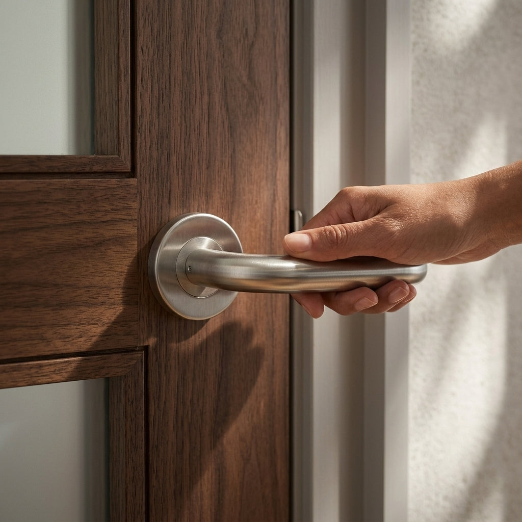 Nera 22mm Safety Lever on Sprung Push-on Round Rose