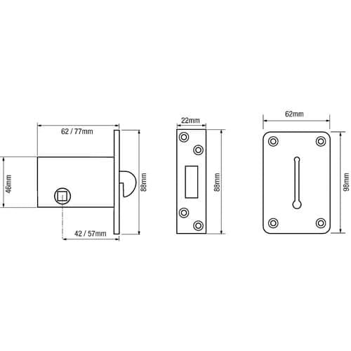 Willenhall 3000 Non Locking Mortice Hookbolt