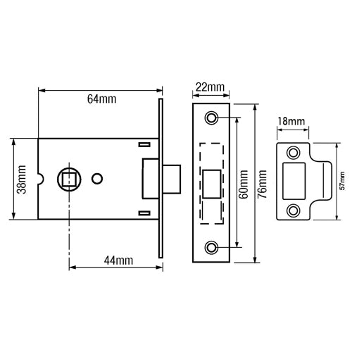 3708 Mortice Box Latch