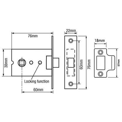 3709 Mortice Box Latch with Locking Function