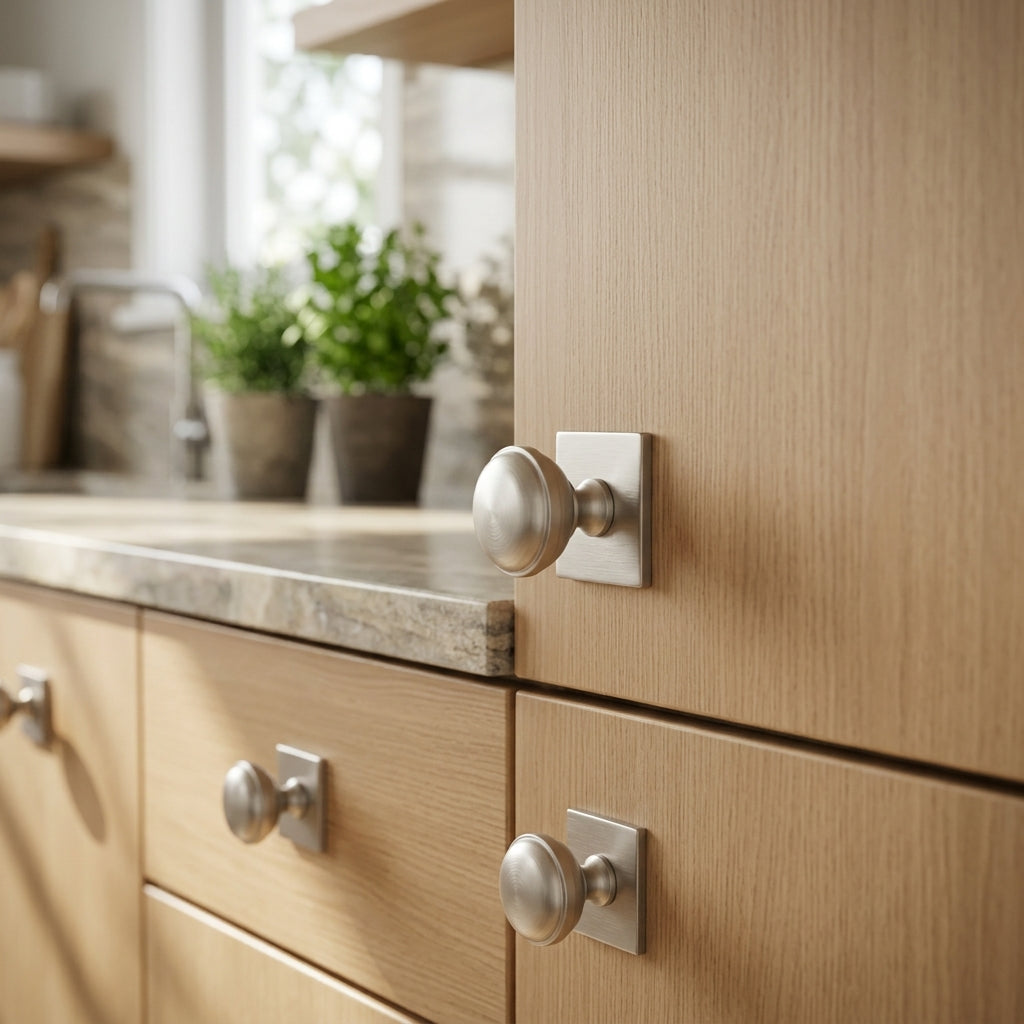 Quantock Cupboard Knob on Square Backplate
