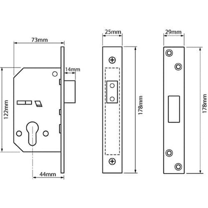 3C10 Euro Mortice Deadlock