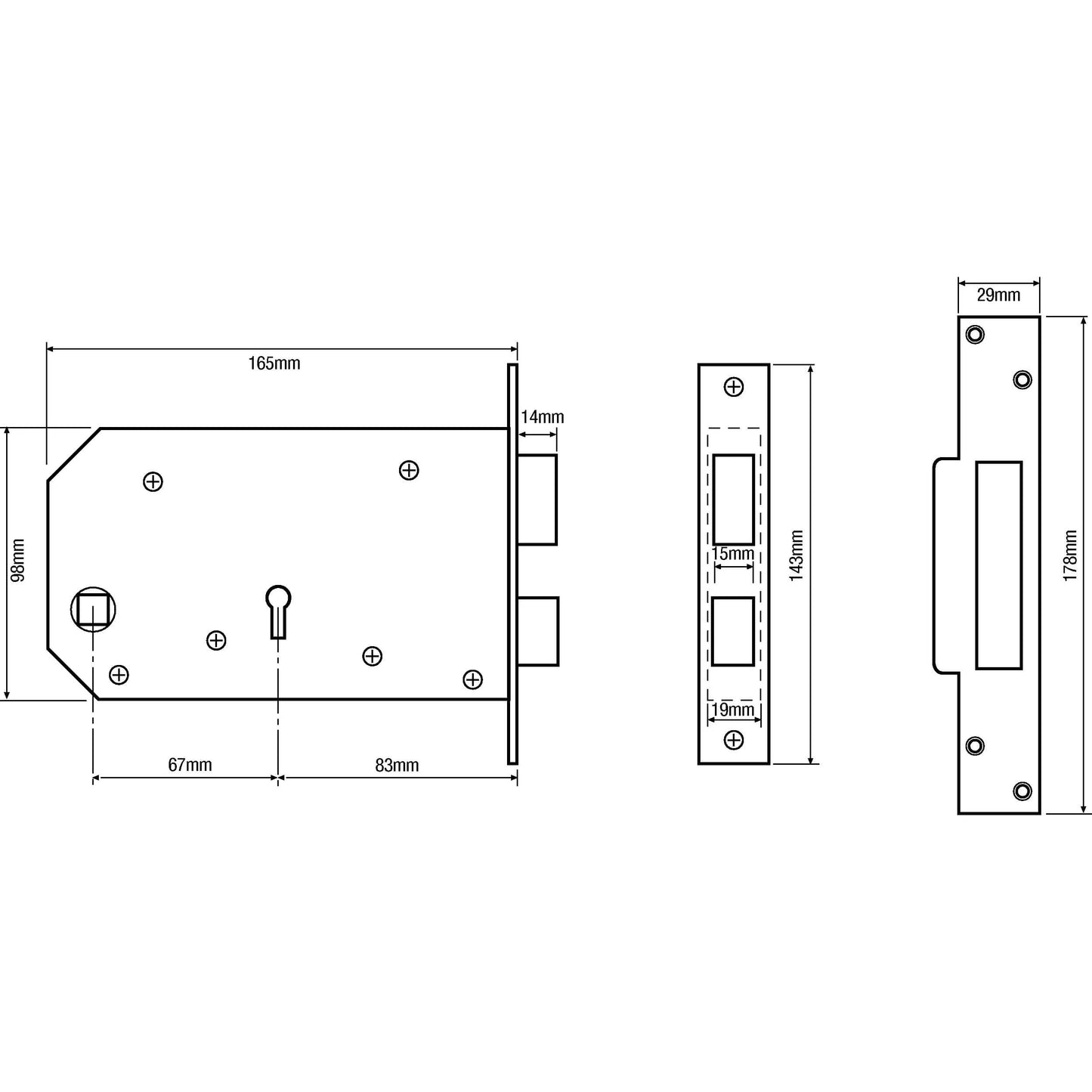 3J60 Horizontal Non British Standard 5 Lever Mortice Sashlock