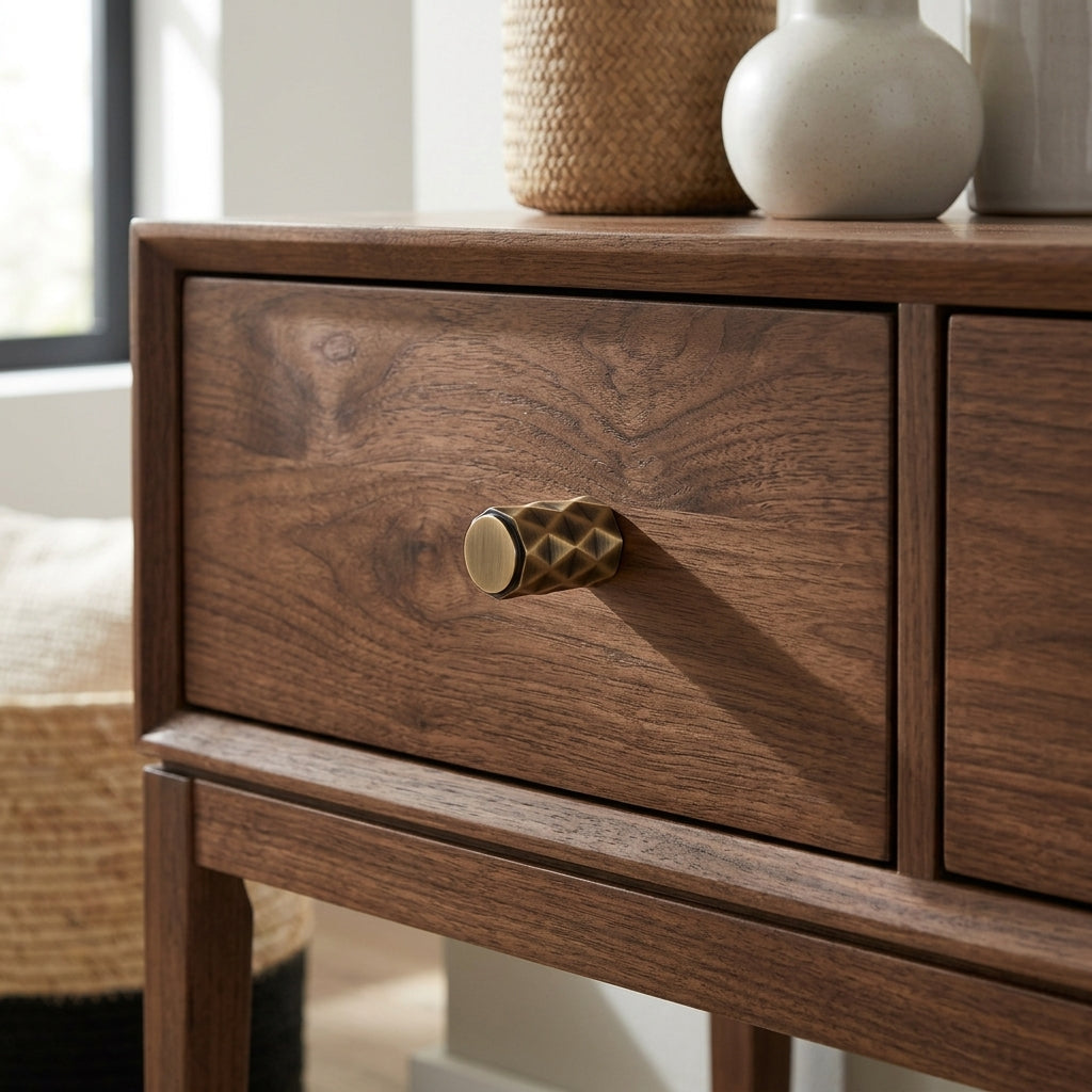 Diamond Cut Cylinder Cabinet Knob 30mm Dia.