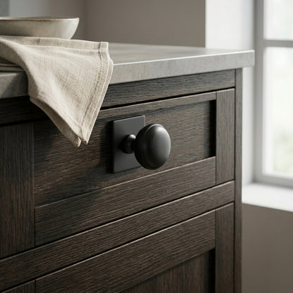 Quantock Cupboard Knob on Square Backplate