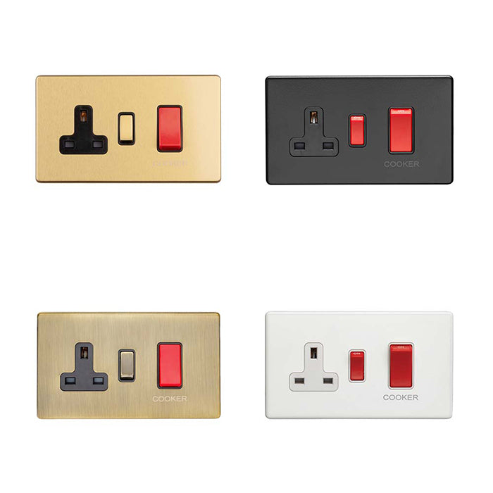 Concealed 3mm 45Amp Cooker Switch with Socket