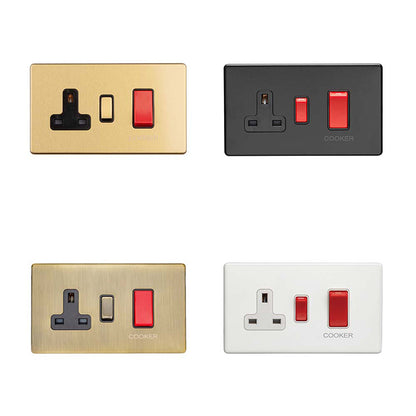 Concealed 3mm 45Amp Cooker Switch with Socket