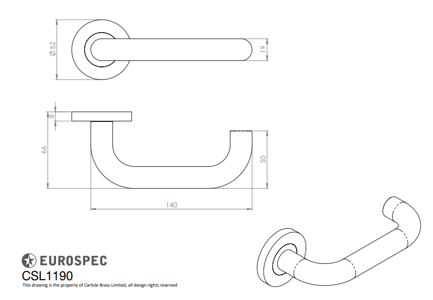 Nera Safety Lever on Sprung Rose Grade 201