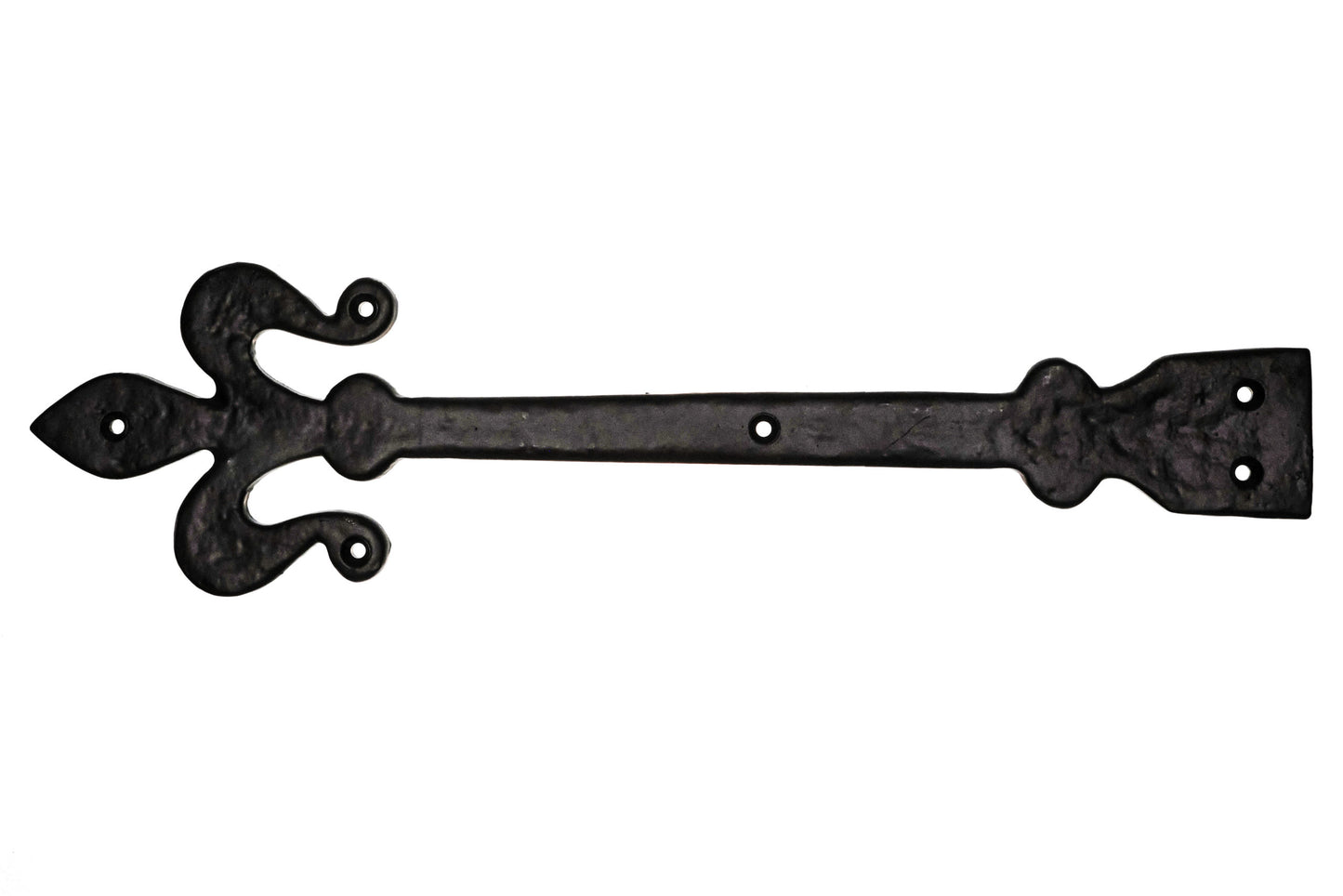 black antique fleur-de-lys pattern hinge front
