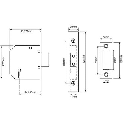 472 3 Lever Mortice Deadlock