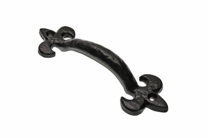 black antique fleur-de-lys pattern pull handle