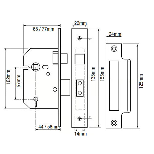 471 3 Lever Mortice Sashlock
