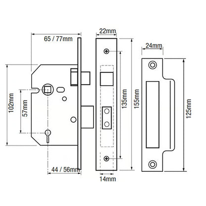471 3 Lever Mortice Sashlock