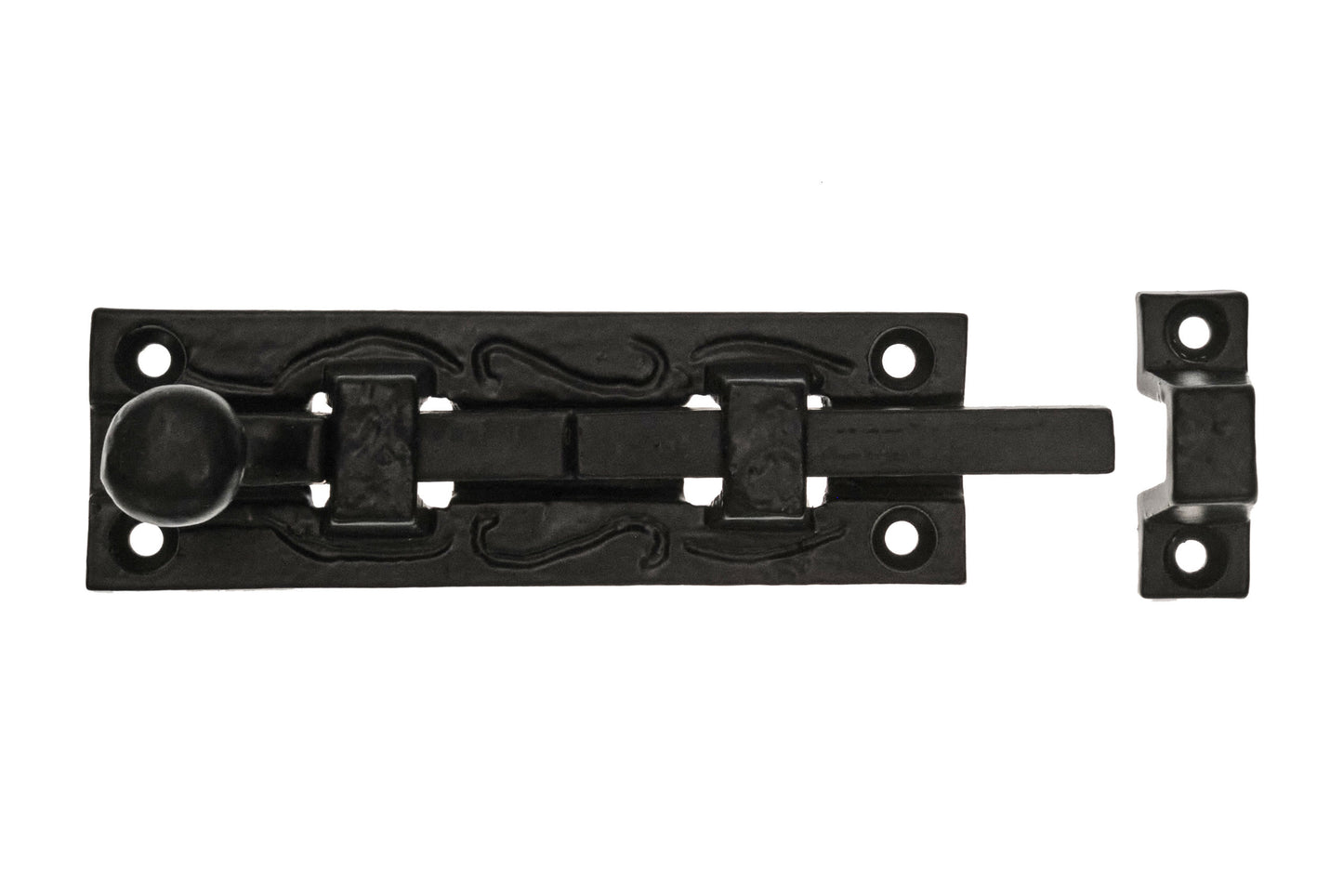 Black antique ball knob pattern straight door bolt