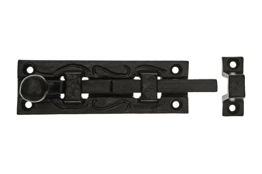 Black antique ball knob pattern straight door bolt