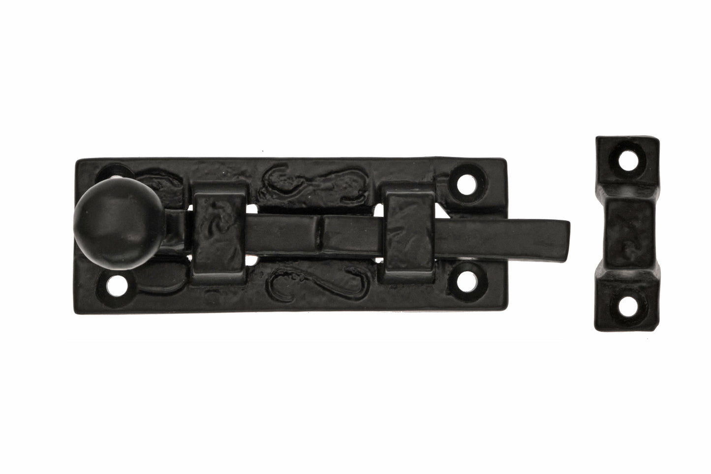 Black antique ball knob pattern straight door bolt