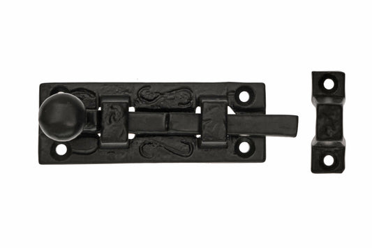 Black antique ball knob pattern straight door bolt
