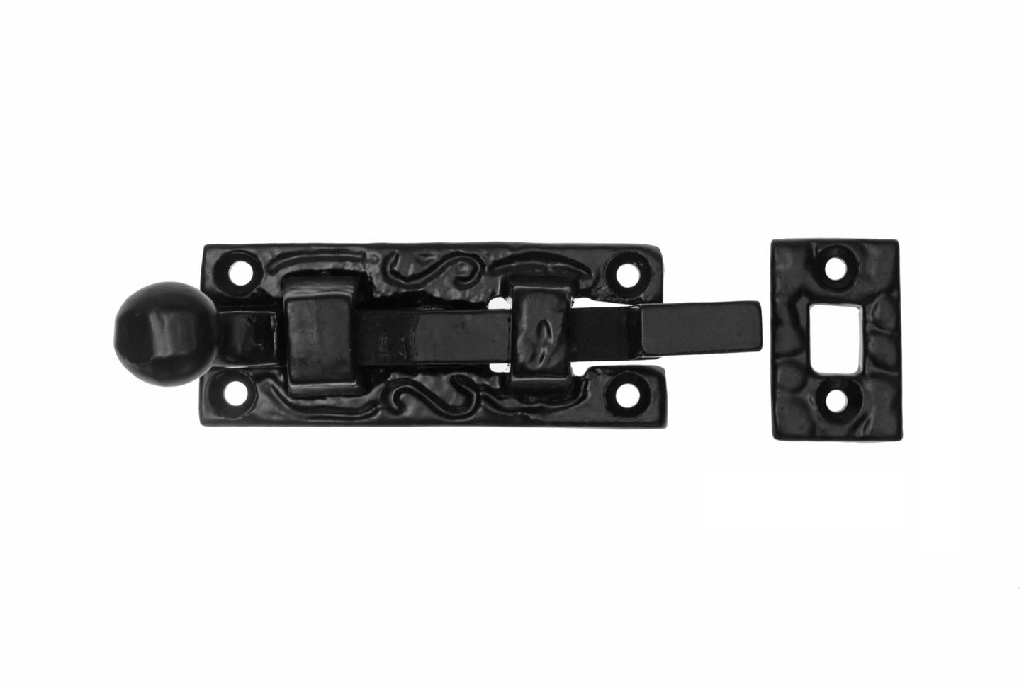 Black antique ball knob pattern necked door bolt