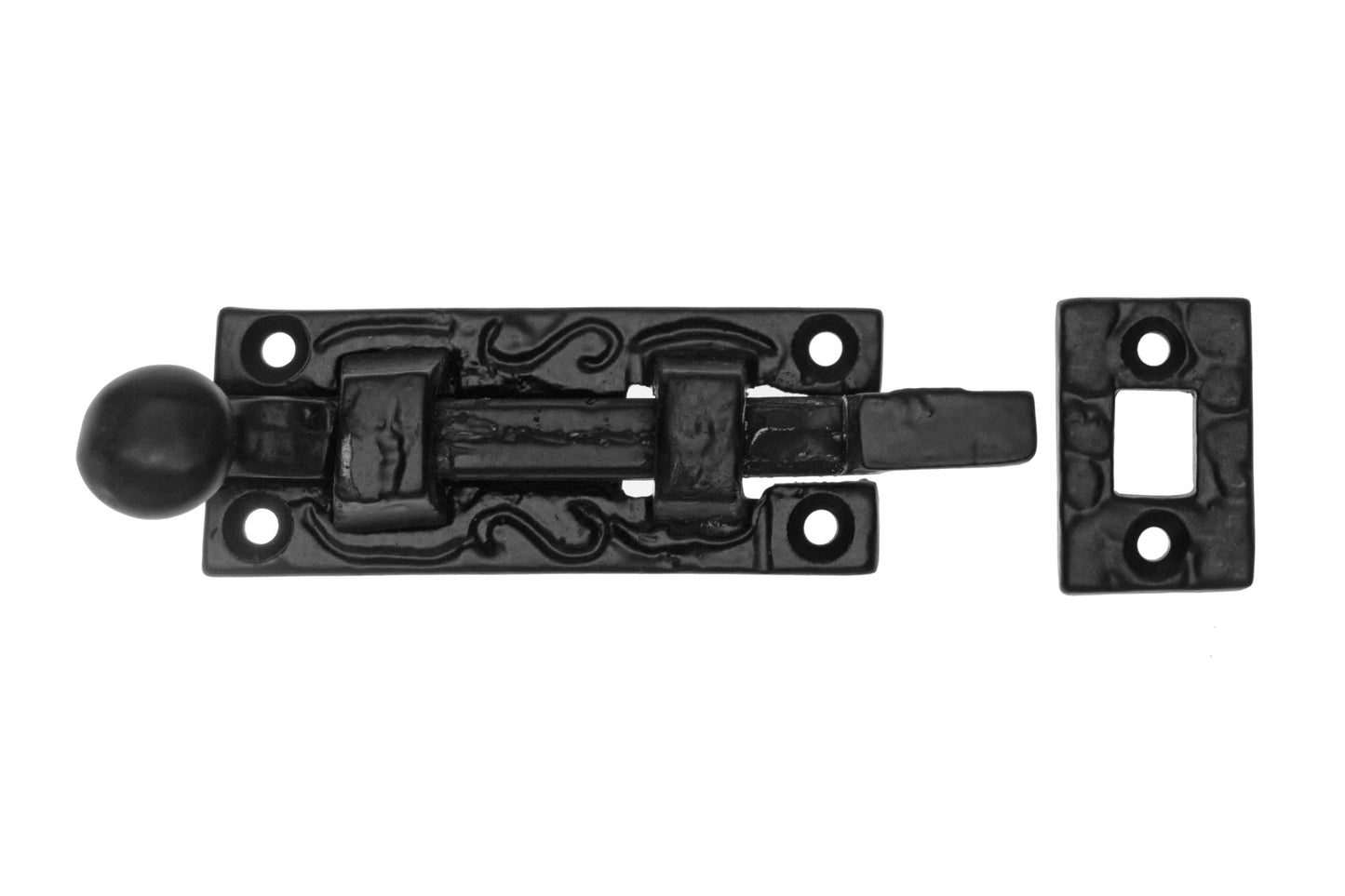 Black antique ball knob pattern necked door bolt