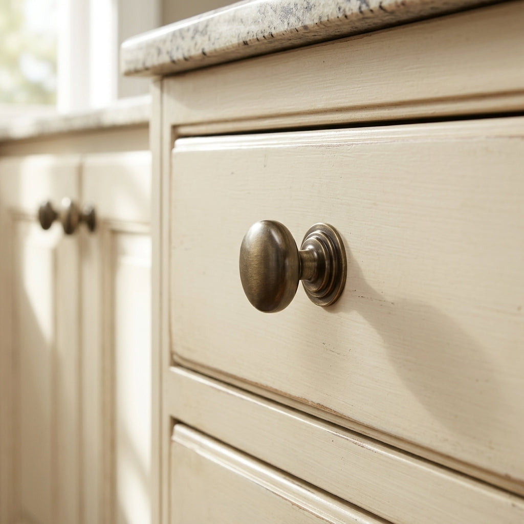 Waltz Round Cupboard Knob on Stepped Rose