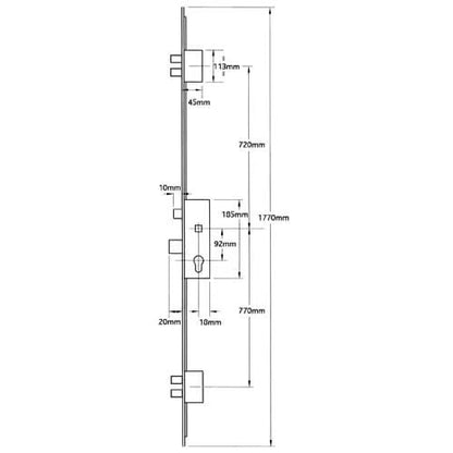 Latch 5 Deadbolts Split Spindle Multipoint Door Lock