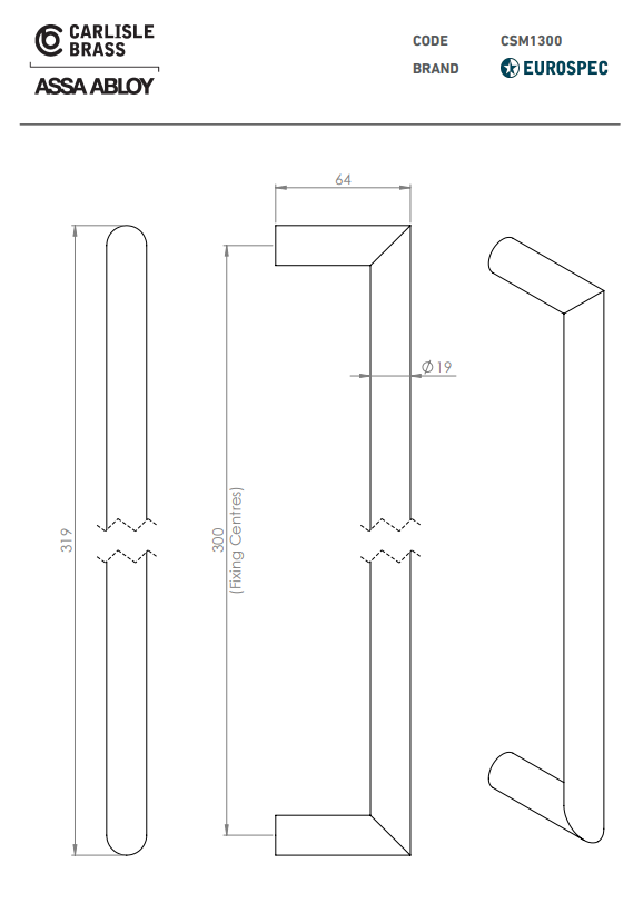 19mm Dia. Mitred Pull Handle