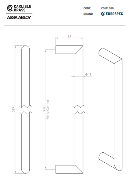 19mm Dia. Mitred Pull Handle