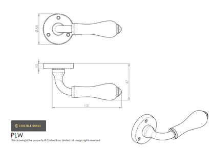 Porcelain Lever on Round Rose White Polished Chrome