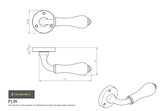 Porcelain Lever on Round Rose White Polished Chrome