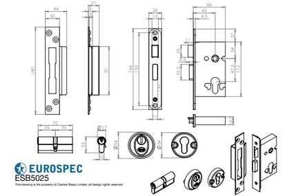 Easi T Euro Profile BS Double Cylinder Sashlock