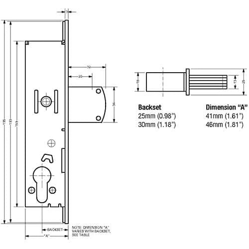 5222 Euro Swing Deadbolt Case for Metal Doors